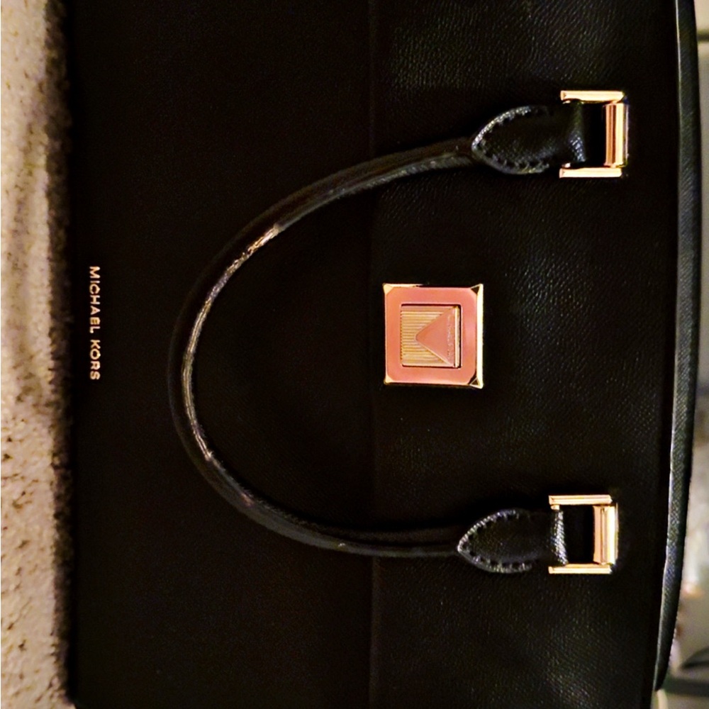 Michael Kors Black Satchel with Gold Hardware